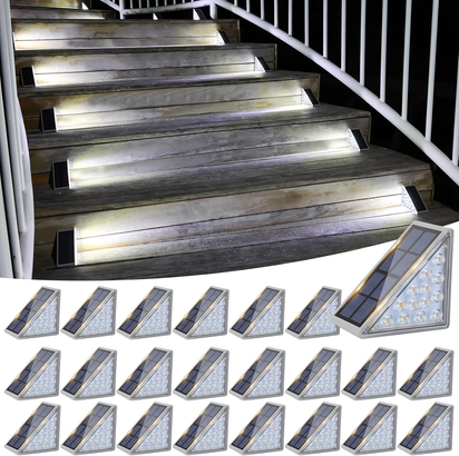 Solar Stair Lights 6 Pack, Solar Step Lights Outdoor Waterproof IP67, LED Outdoor Step Light,Outdoor Light Decor for Garden Stair, Deck, Front Step, Front Porch, and Patio（3000K）