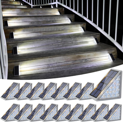 Solar Stair Lights 6 Pack, Solar Step Lights Outdoor Waterproof IP67, LED Outdoor Step Light,Outdoor Light Decor for Garden Stair, Deck, Front Step, Front Porch, and Patio（3000K）