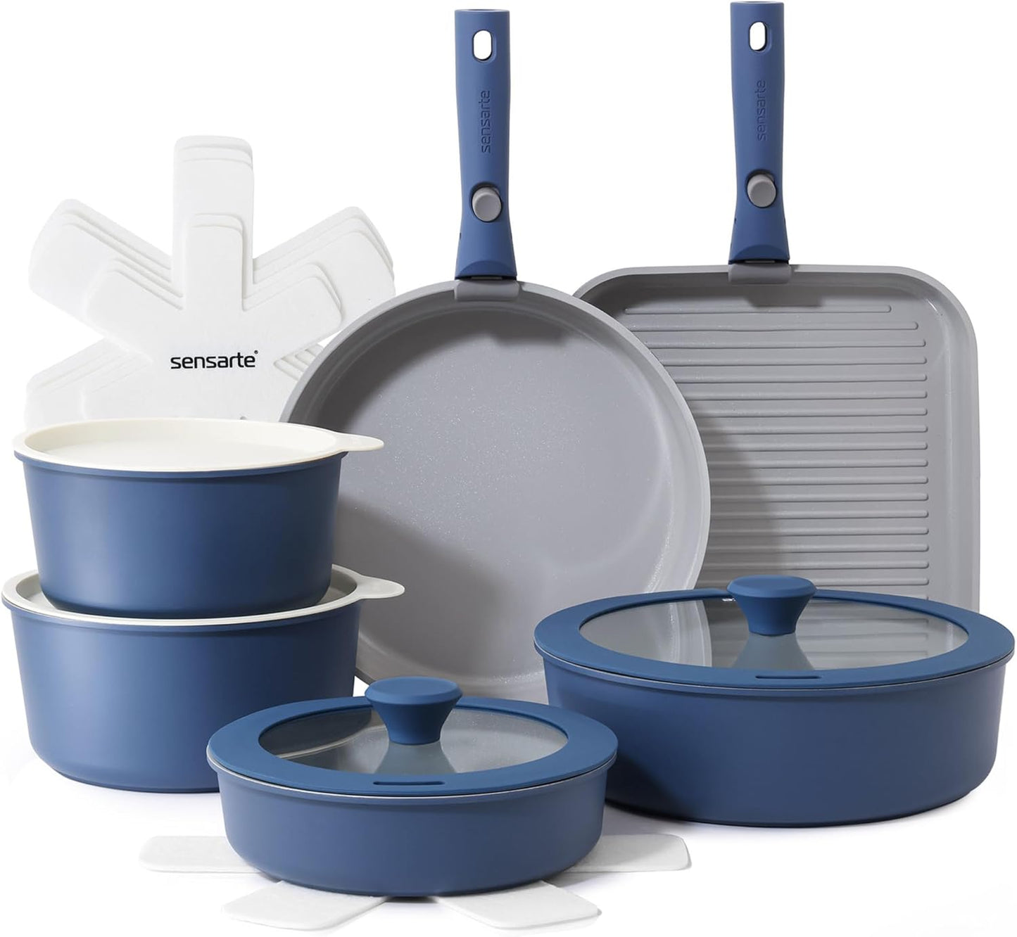 17 Piece Pots and Pans Set, Nonstick Detachable Handle Cookware Set, Induction Kitchen Cookware Set with Removable Handle, Healthy Non Stick for RV, Dishwasher ＆ Oven Safe, PFOA Free (Black)