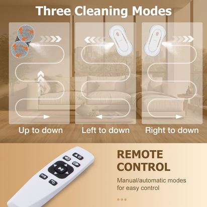 CL3 Window Cleaner Robot with Dual Water Spray Automatic Window Cleaning Washer Robot with Remote Control 3000Pa Suction Glass Cleaning Cleaner for Vertical Surface/Glass/Door