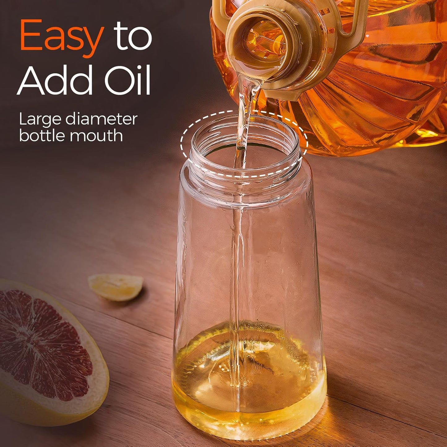 YARRAMATE 16Oz/470Ml Glass Olive Oil Sprayer for Cooking with Stickers, 2 in 1 Oil Dispenser for Kitchen Gadgets, Food Grade Premium Spray Bottle with Portion Control for Salad, Frying, BBQ (Black)