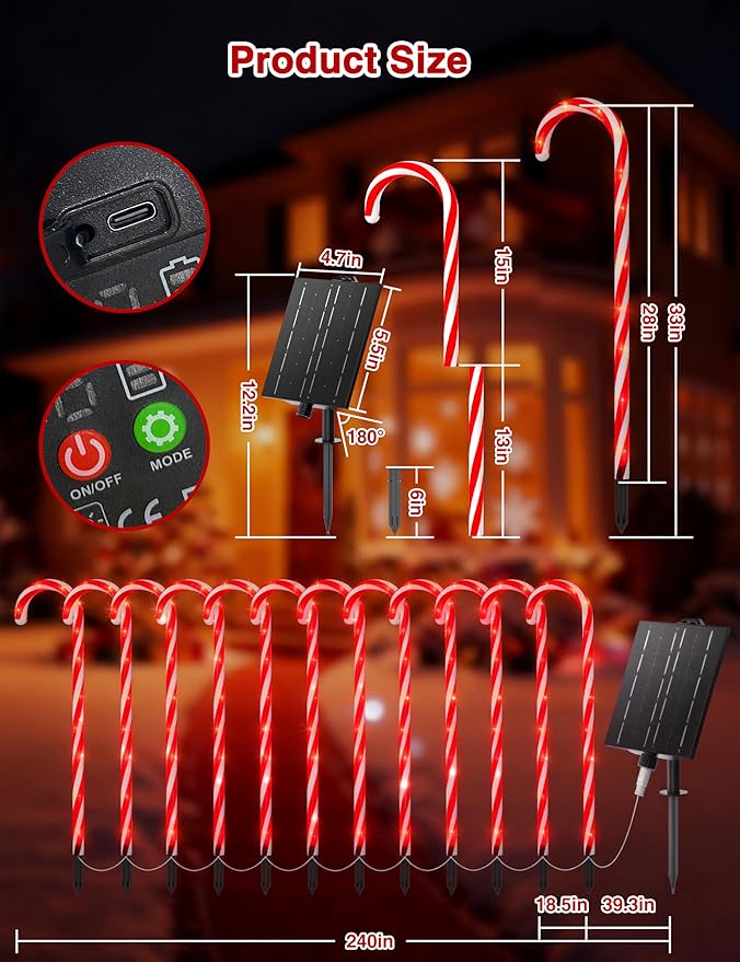 SolarGlow™ Candy Cane Lights