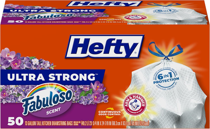 Ultra Strong 13 Gallon Trash Bags, Black Tall Kitchen Trash Bags 13 Gallon Size, Break Resistant Drawstring Enclosure, Continuous Odor Control, Blackout, Clean Burst Scent, 80 Bags