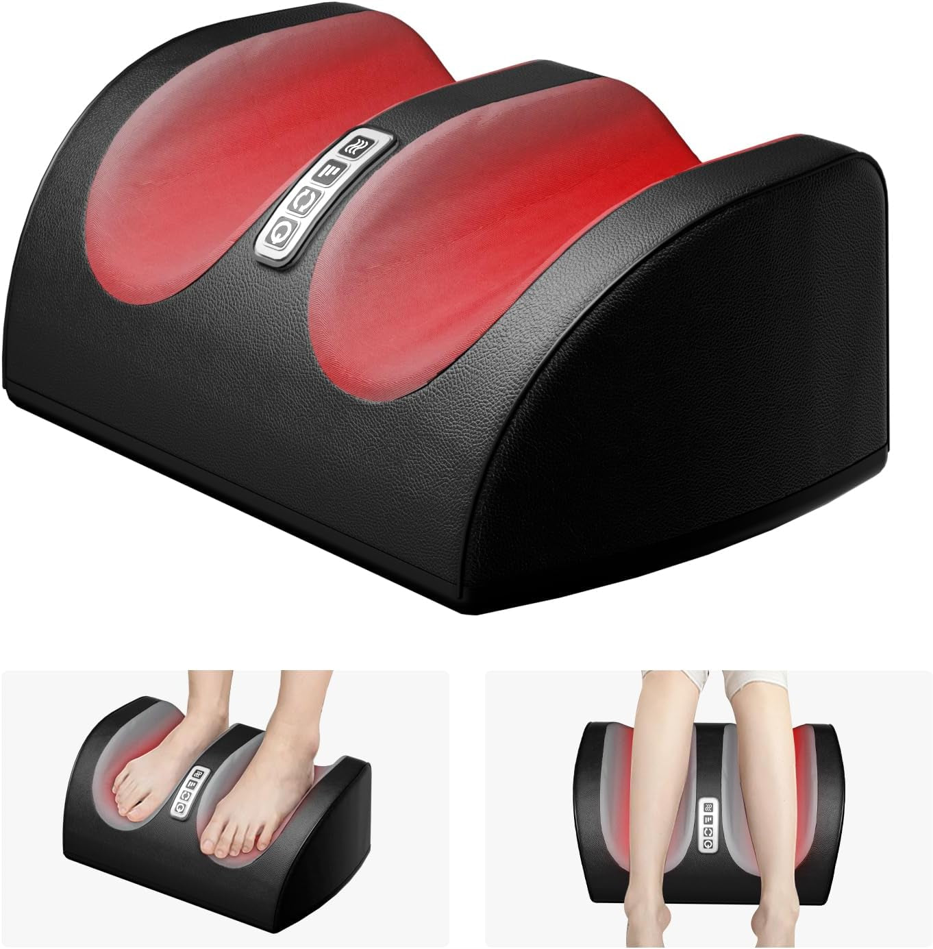 Foot Massager with Heat and Foot Massage, Electric Foot Massager with Cord Remote Control, Birthday Gifts for Mom and Dad (Black - Corded Electric)