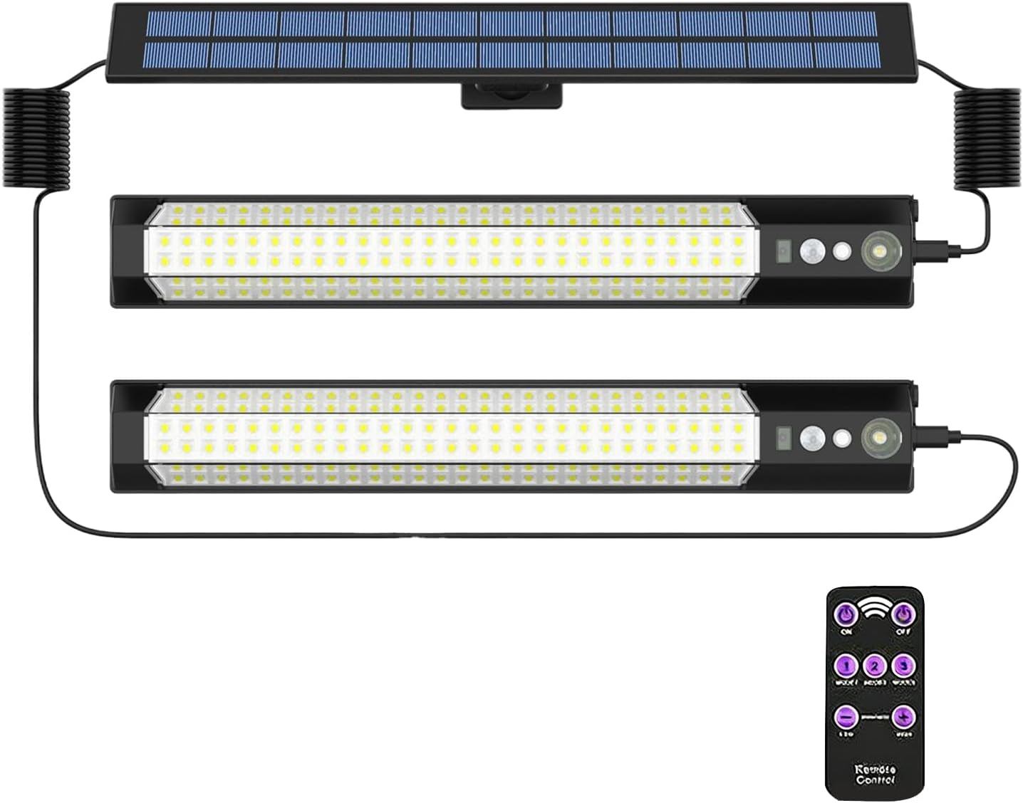 Solar Wall Light, 3 Mode Waterproof Sensor, 118.11 Inches Smart Lamp with Remote Control, Outdoor Pendant, Energy Efficient Design with Easy Installation, Home Accessory for Landscape Pathway