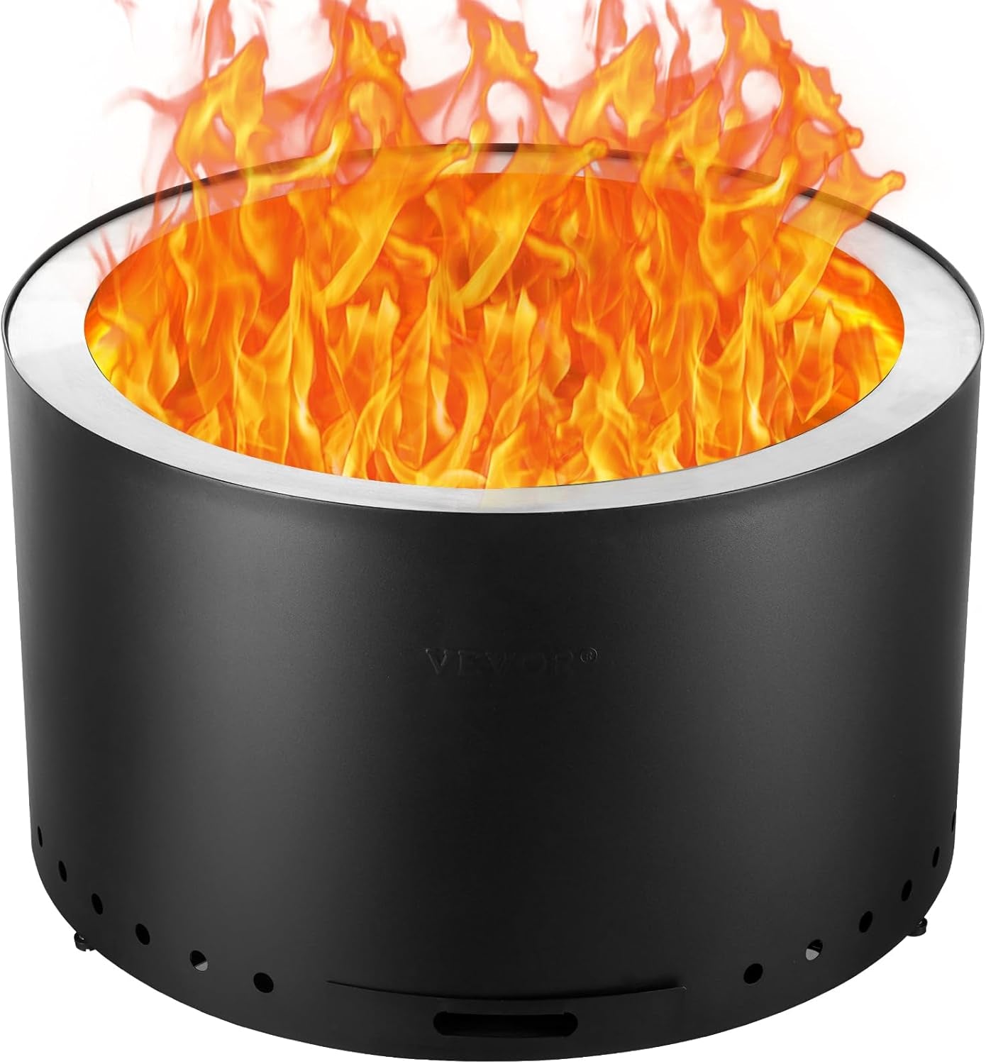 15 Inch Smokeless Fire Pit Stove Bonfire, Wood Burning Fireplaces with Removable Ash Pan, SUS430 Stainless Steel Inner Portable Outdoor Firepit, Ideal for Outdoor Patio Camping High 12.6 Inch