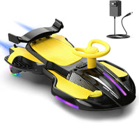 12V Electric Wiggle Car with Pedal for Kids, Rechargeable 2 in 1 Swing Car, Drifting Ride on Toys with Backrest, Anti-Rollover, Spray, Flashing Light, Music, for Ages 3 and Up, 150 Lbs (White)