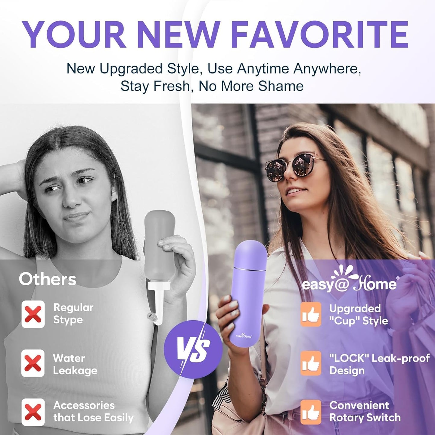 Portable Peri Bottle for Postpartum & Perineal Care: Handheld Bidet Perfect for Personal Hygiene Cleaning & Travel Friendly | 380Ml Leakproof & Convenient Design | Bpa-Free | EPB-01 Purple