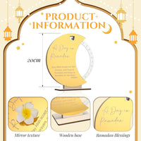 Ramadan Advent Calendar 2026 Eid Mubarak Countdown Calendar Acrylic round Ramadan Decorations for Home Table Decor Muslim Festival Reminder Islamic Party Supplies Decorations