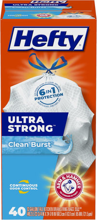 Ultra Strong 13 Gallon Trash Bags, Black Tall Kitchen Trash Bags 13 Gallon Size, Break Resistant Drawstring Enclosure, Continuous Odor Control, Blackout, Clean Burst Scent, 80 Bags