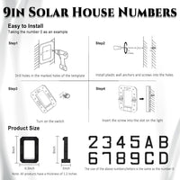 9 Inch Solar Lighted House Numbers for Outside, Light up Waterproof LED Address Numbers Signs for Houses, Large Personalized Illuminated Exterior Modern House Numbers Light (5-Black, 9IN)