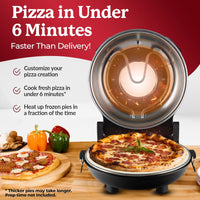 Crispy Crust Pizza Oven by  – 12 Inch Electric Pizza Oven Indoor Countertop Maker with Ceramic Stone Heats up to 800˚F for Stone Baked Pizzeria Style at Home as Seen on TV Products