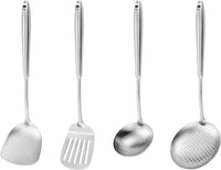 304 Stainlss Steel Matte Kitchen Utensils Set, 12 Pcs Long Metal Cooking Utensil Gadgets Tools Set with Spatula, Ladle, Spoon, Ladle, Skimmer, Tunner, Pasta Server, Tongs(Gold, Dishwasher Safe)