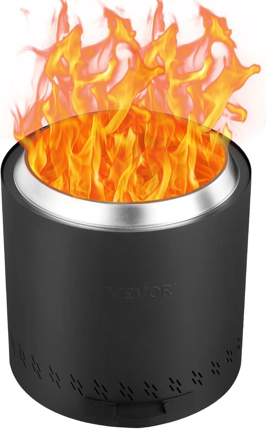 15 Inch Smokeless Fire Pit Stove Bonfire, Wood Burning Fireplaces with Removable Ash Pan, SUS430 Stainless Steel Inner Portable Outdoor Firepit, Ideal for Outdoor Patio Camping High 12.6 Inch