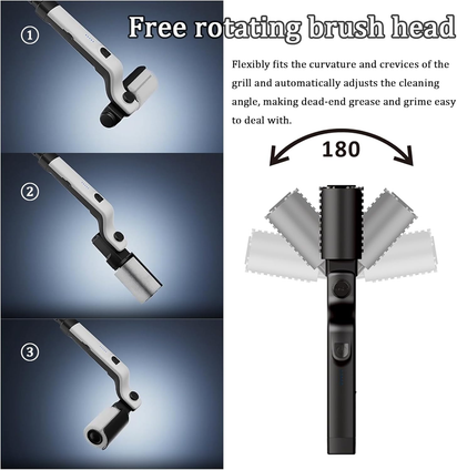 New Electric BBQ Grill Brush,Rechargeable BBQ Cleaning Brush,Carries Two Replacement Cleaning Brushes,Grill Accessories Black