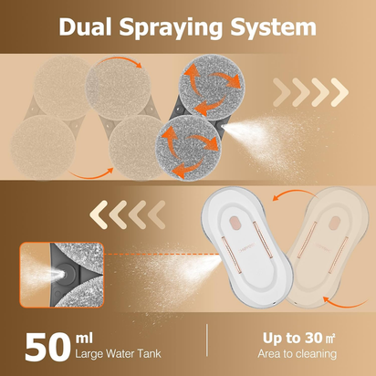 CL3 Window Cleaner Robot with Dual Water Spray Automatic Window Cleaning Washer Robot with Remote Control 3000Pa Suction Glass Cleaning Cleaner for Vertical Surface/Glass/Door