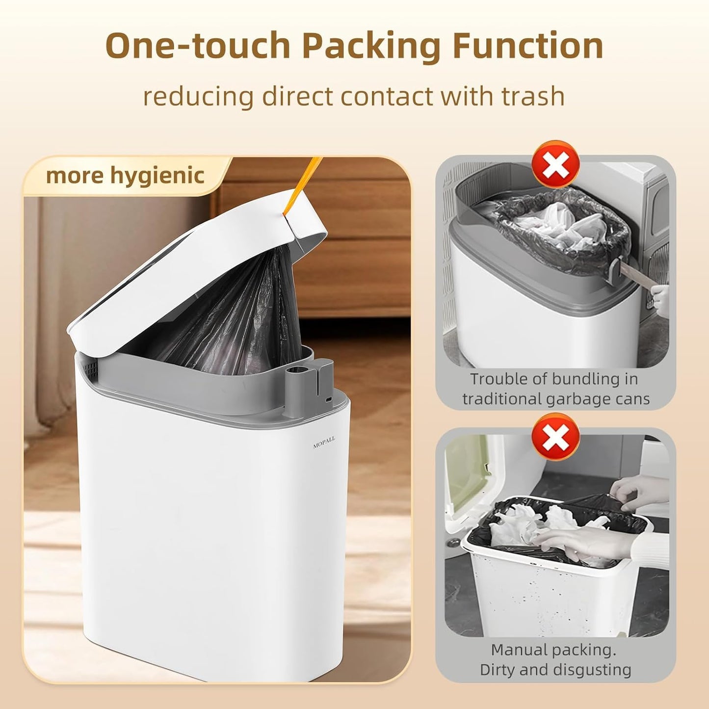 Bathroom Trash Can with Lid, Motion Sensor Trash Can Automatic Touchless, 3.5 Gallon Smart Garbage Can with Lid,Auto-Adsorption Slim Small Waste Basket for Bedroom,Bathroom,Kitchen