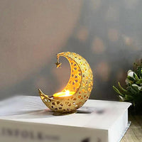 Eid Ramadan Kareem New Moon Shape Candle Holder,,Moon Candle Stand Centerpieces for Eid Mubarak Table Decorations (3 Pcs)