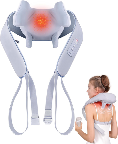Electric Shiatsu Back and Neck Massager, Cordless Shoulder Massager with Heat, Deep Tissue 3D Kneading Massage Pillow for Shoulder, Leg, Body Muscle Pain Relief, Gifts for Men Women
