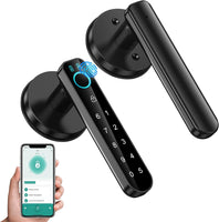 Fingerprint Door Lock- Smart Door Knob,Biometric Door Lock，With Passcode Keypad Keyless Entry Door Handle，For Bedroom Home Hotel Office Apartment (Black with APP)