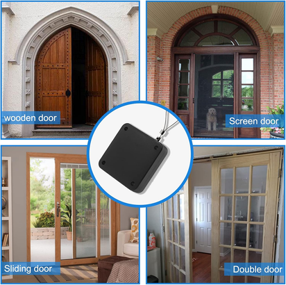 800G Set of 2 Punch-Free Automatic Sensor Door Closer, Multifunctional Drawstring Auto Door Closer for Residential Commercial Bedroom Room Storm (2 Pcs Black)