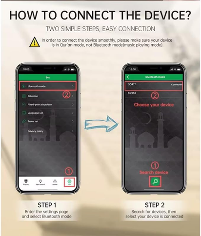 Portable Quran Speaker with Bluetooth & Touch Control – Islamic Muslim Quran Player, Nightlight Bedside Lamp, Table Decoration, Gift for Home & Prayer