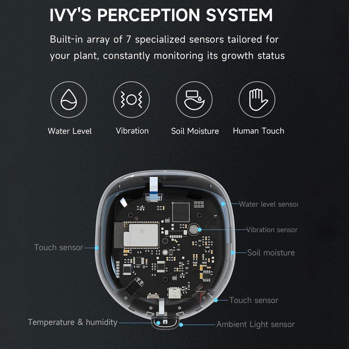 Smart Flowerpots with 49 Expressions, AI Smart Pet Planter, Gifts for Plant Lovers,Smart Planter,7 Inbuilt Sensors, Smart Plant Pot for Indoor Decoration (Purple)