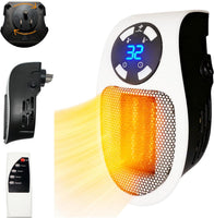 Top Heat Plug in Heater, 450W Portable Plug in Heater for Indoor Use, with Remote, Thermal Protection, LED, PTC Ceramic Fast Heat for Bedroom Bathroom Office