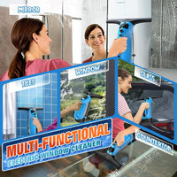 3 in 1 Rechargeable Window Vacuum Squeegee Cordless with 10 Inch Blade, Window Cleaner for Efficiently Spraying, Wiping and Vacuuming Windows, Mirrors, Shower Glass, Tiles and Countertops, Blue