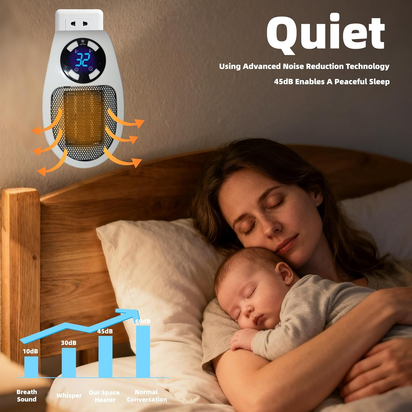 Top Heat Plug in Heater, 450W Portable Plug in Heater for Indoor Use, with Remote, Thermal Protection, LED, PTC Ceramic Fast Heat for Bedroom Bathroom Office