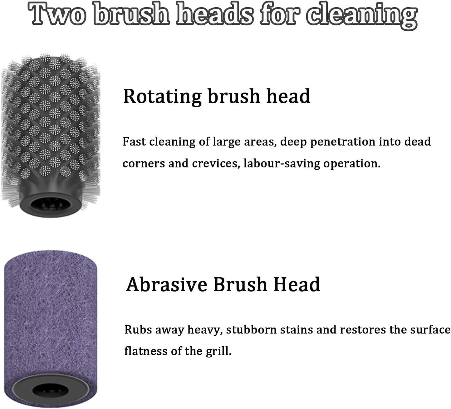 New Electric BBQ Grill Brush,Rechargeable BBQ Cleaning Brush,Carries Two Replacement Cleaning Brushes,Grill Accessories Black