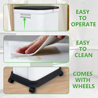 13 Gallon Trash Can with Lid, 25-45 L Altitude Variable Bin, Garbage Can with Wheels for Kitchen, Bathroom, Bedroom, Office, Two Space-Saving Small Waste Bin and Garbage Bag