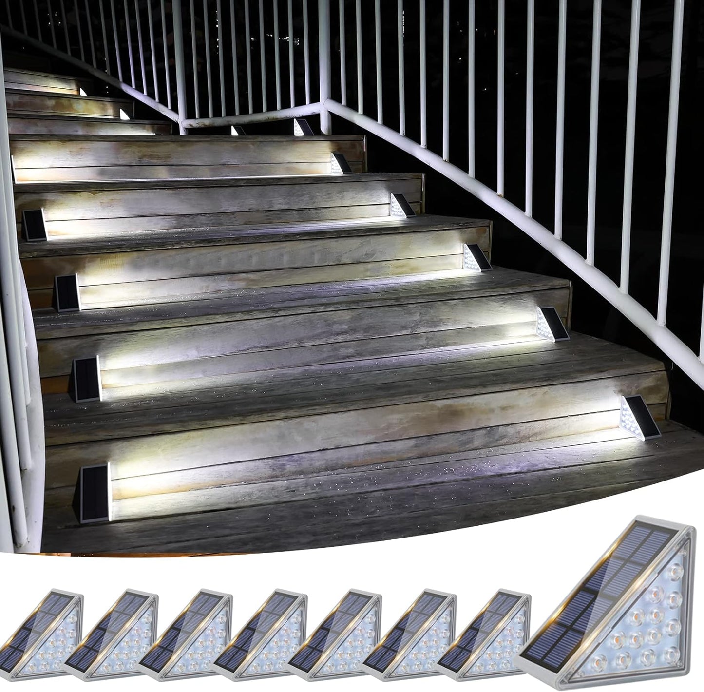Solar Stair Lights 6 Pack, Solar Step Lights Outdoor Waterproof IP67, LED Outdoor Step Light,Outdoor Light Decor for Garden Stair, Deck, Front Step, Front Porch, and Patio（3000K）