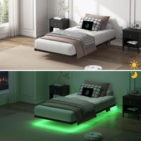 Floating Bed Frame Twin Size, Heavy Duty Bedframe with Smart LED Lights & Charging Station, Modern Metal Platform Bed, Easy Assembly No Box Spring Needed, 8 Inch