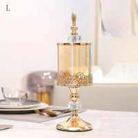 European Crystal Glass Storage Jar with Lid Rose Candy Jar Gold-Plated Storage Decorative Ornaments Art Homedecoration,L