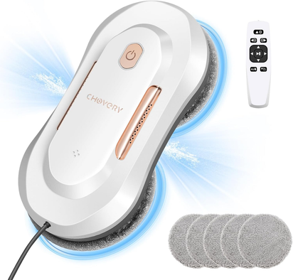 CL3 Window Cleaner Robot with Dual Water Spray Automatic Window Cleaning Washer Robot with Remote Control 3000Pa Suction Glass Cleaning Cleaner for Vertical Surface/Glass/Door