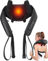 Electric Shiatsu Back and Neck Massager, Cordless Shoulder Massager with Heat, Deep Tissue 3D Kneading Massage Pillow for Shoulder, Leg, Body Muscle Pain Relief, Gifts for Men Women