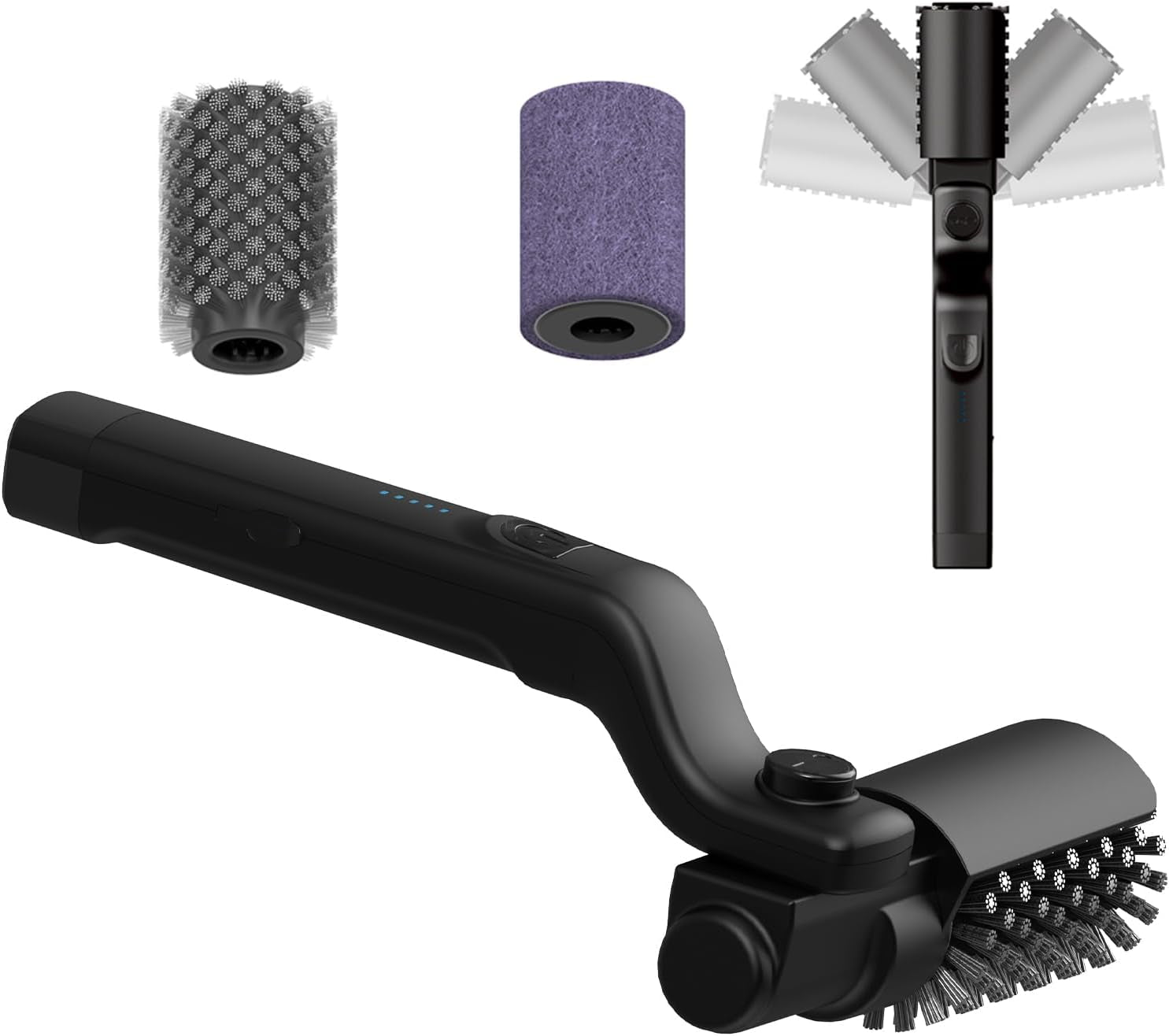 New Electric BBQ Grill Brush,Rechargeable BBQ Cleaning Brush,Carries Two Replacement Cleaning Brushes,Grill Accessories Black