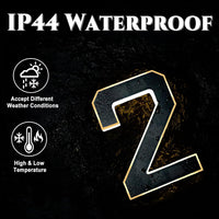 9 Inch Solar Lighted House Numbers for Outside, Light up Waterproof LED Address Numbers Signs for Houses, Large Personalized Illuminated Exterior Modern House Numbers Light (5-Black, 9IN)