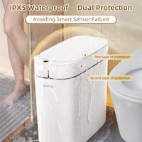 Bathroom Trash Can with Lid, Motion Sensor Trash Can Automatic Touchless, 3.5 Gallon Smart Garbage Can with Lid,Auto-Adsorption Slim Small Waste Basket for Bedroom,Bathroom,Kitchen