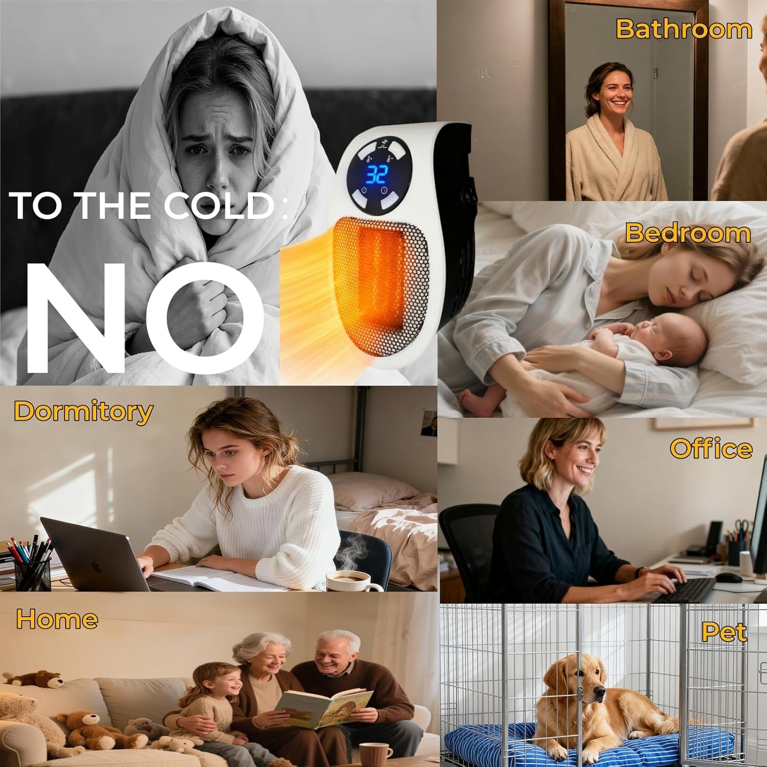 Top Heat Plug in Heater, 450W Portable Plug in Heater for Indoor Use, with Remote, Thermal Protection, LED, PTC Ceramic Fast Heat for Bedroom Bathroom Office