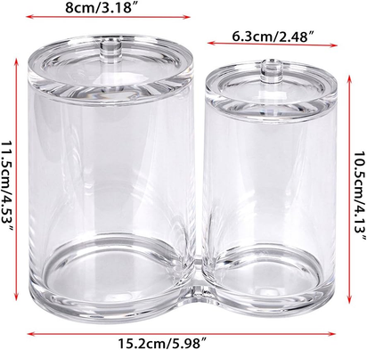 Clear Acrylic Cotton Swab Holder Preminm Quality round Container Cotton Pad Q-Tip Organize Case for Make up Brush Clear Apothecary Jar