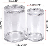 Clear Acrylic Cotton Swab Holder Preminm Quality round Container Cotton Pad Q-Tip Organize Case for Make up Brush Clear Apothecary Jar