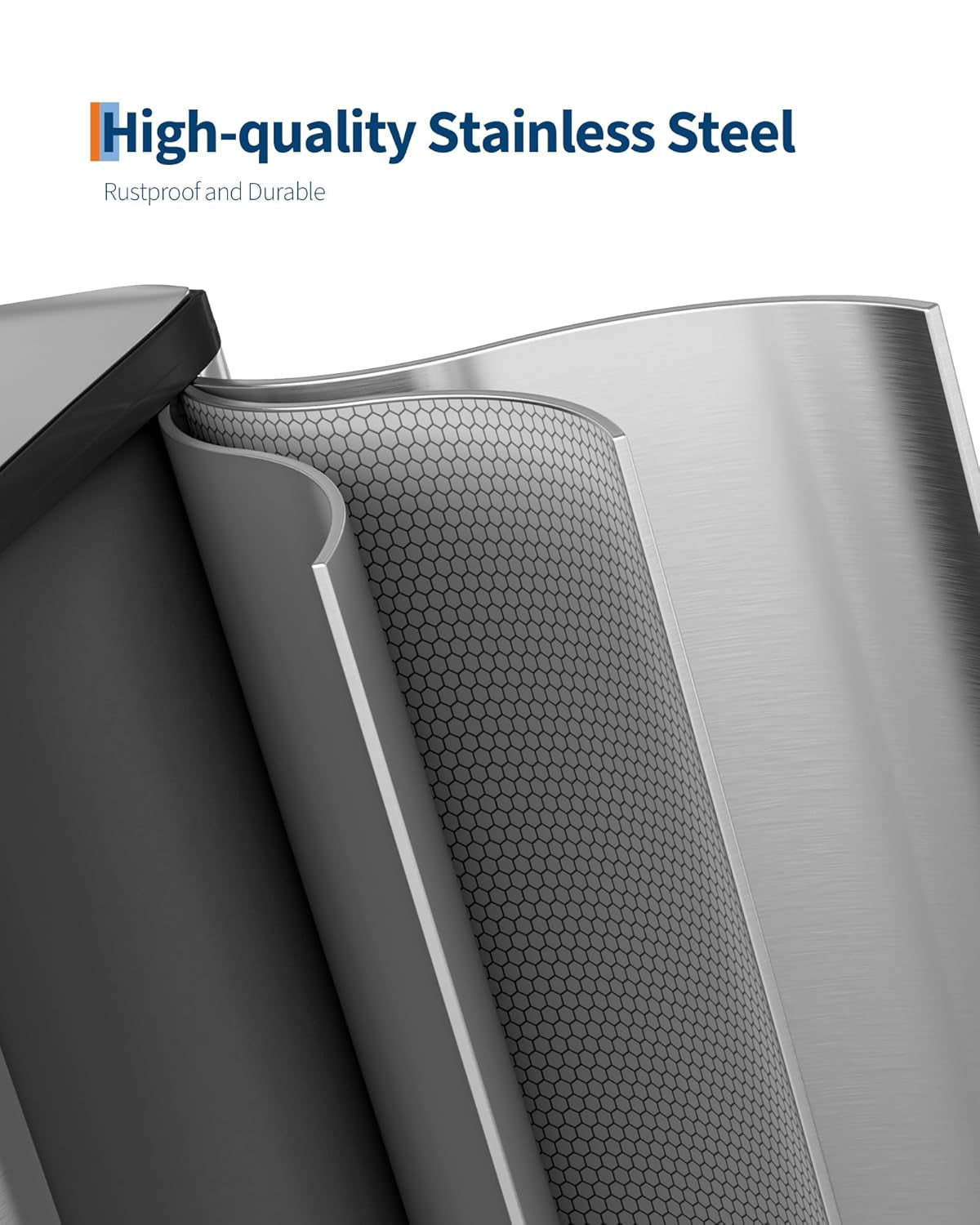 2 X 10.6 Gal Stainless Steel Double Trash Can with Lid for Kitchen, Large Dual Trash and Recycle Bin Combo, Step-On Kitchen Metal Garbage Cans, PP Inner Buckets, Liner Rim, Silver